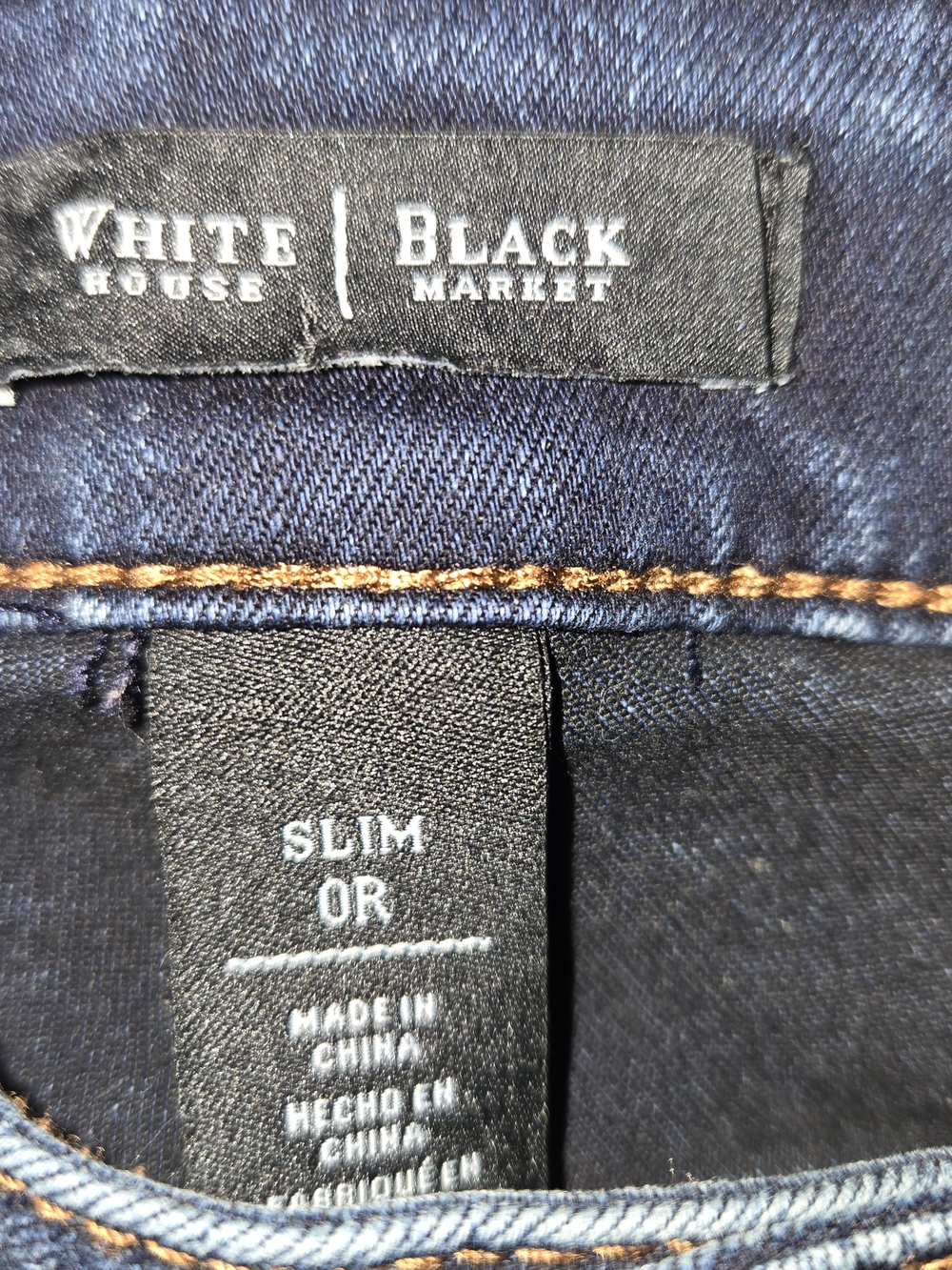 White House Black Market Dark Washed Denim Slim Jeans with Tan Stitching Size XS - Picture 3 of 11